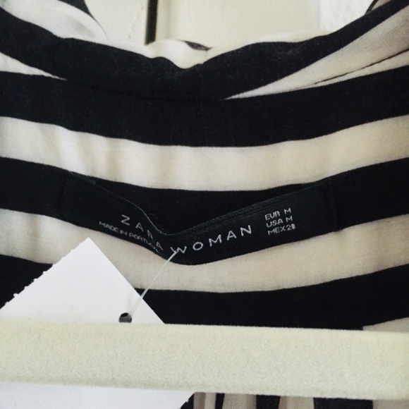 Zara Women’s White & Black Striped Wrap Front Tank Top - Size Medium - Picture 3 of 3